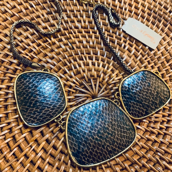 Unique ESPRESSO BROWN STATEMENT NECKLACE⭐️VINTAGE ERICA LYONS NWT LEATHER/METAL - Picture 1 of 8